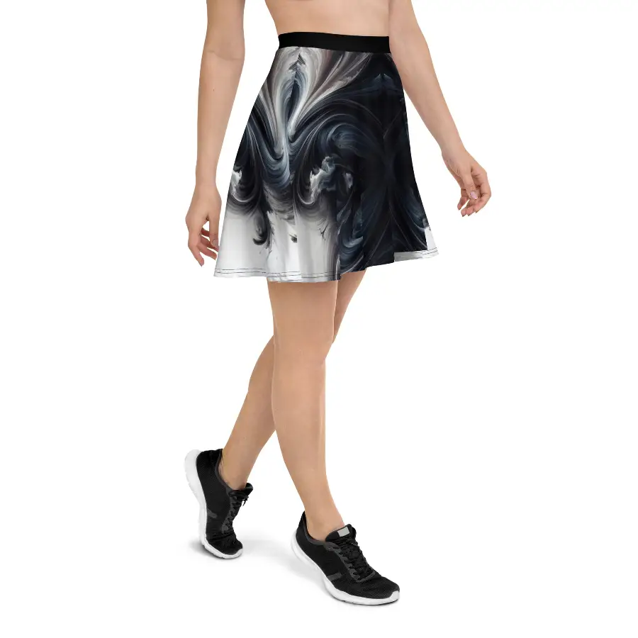 Stylish Skater Skirt black and white