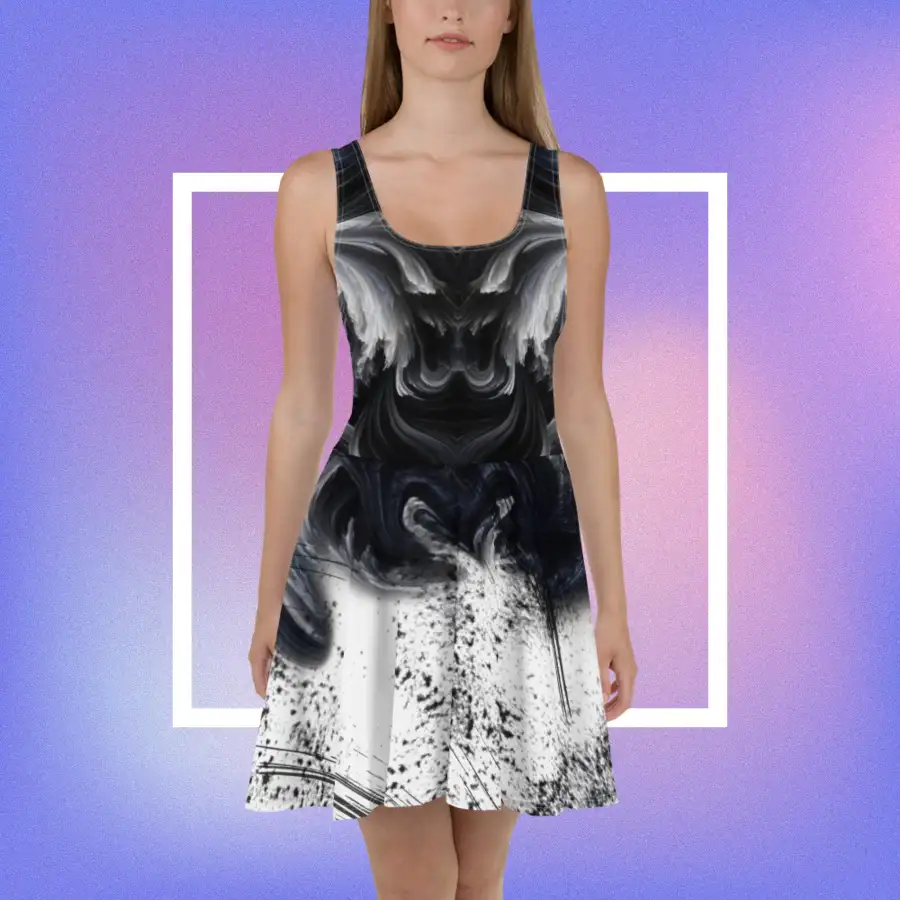 The Great Cat Council - Stylish Skater Dress black and white v2